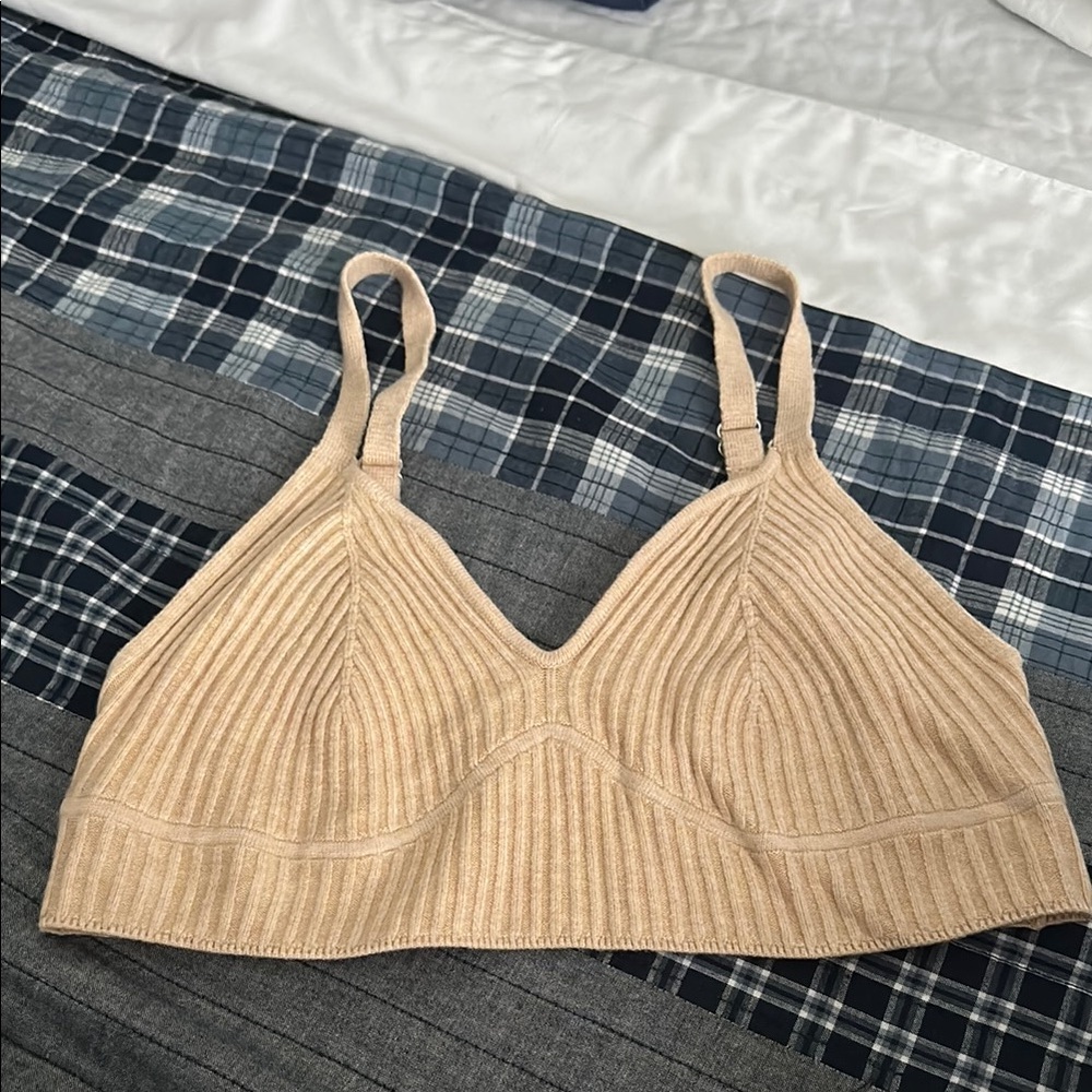 Wild fable Beige Ribbed Bralette